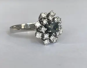ALGT-gecertificeerde natuurlijke 0,60 ct Alexandriet & Diamant Witgouden Ring kopen? Bied vanaf 1200!