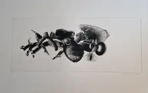 Jan Prins - Fascinerende - kleine oplage (8) - Ets "de onderdelen van een spin" gesigneerd kopen? Bied vanaf 1!