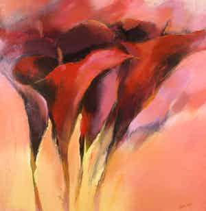 Elena Filatov - Acryl op doek, Calla in Bordo I verkocht voor € 50!