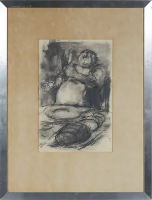 Kurt Lob - Krijt op papier, The novaks (set van 2 werken) - Ingelijst kopen? Bied vanaf 100!