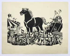 Gerd Arntz - Het grote paard - Verborgen leiders - 1955/1986 kopen? Bied vanaf 250!