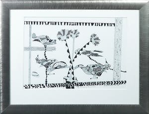 Hans Schoots - Pentekening, Zonder titel - Ingelijst kopen? Bied vanaf 1!