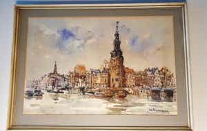 Jan Korthals - Oudeschans met Montelbaanstoren verkocht voor € 200!