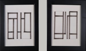 Siep van den Berg - Lot van twee pentekeningen, Geometrisch abstracte composities - Ingelijst kopen? Bied vanaf 35!