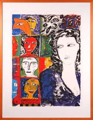 Dodog Soeseno - Litho, Venus and Friends - Ingelijst verkocht voor € 1!