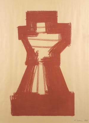 Nikolaus Urban - Conté op papier, Zonder titel - Ingelijst kopen? Bied vanaf 80!