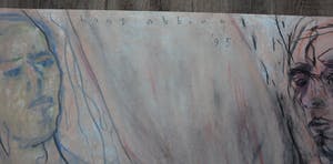 Hans Abbing - zeer grote krijttekening - 1995 kopen? Bied vanaf 325!