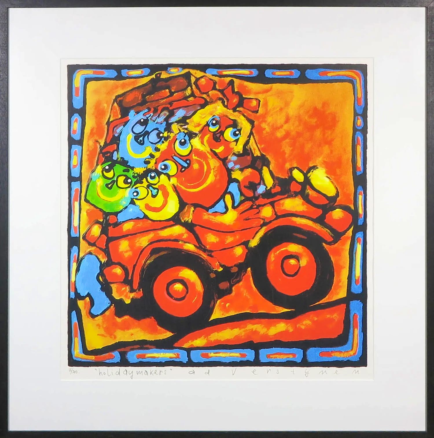 Ad Verstijnen - Zeefdruk, Holidaymakers - Ingelijst kopen? Bied vanaf 1!