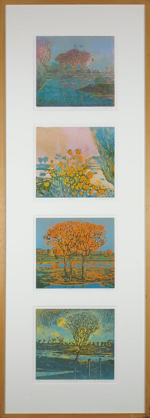 Elmar Gille - Aquatint, Jaargetijden maart, juni, september, december - Ingelijst (Groot) kopen? Bied vanaf 100!