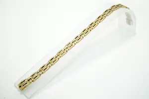 Acheter20 - 14 karaats geelgouden vintage fantasie schakel armband met bakslot sluiting? Enchérissez de 1180!