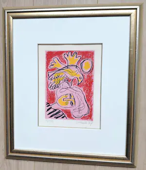 Corneille - Femme et oiseau, zeefdruk (prachtig ingelijst) kopen? Bied vanaf 250!