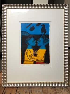 Corneille - Man + vrouw + vogel (gaan zoenen) verkocht voor € 130!