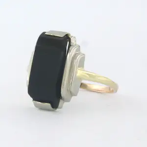 Bicolour ring bezet met onyx - ringmaat 16.25 (51) kopen? Bied vanaf 115!