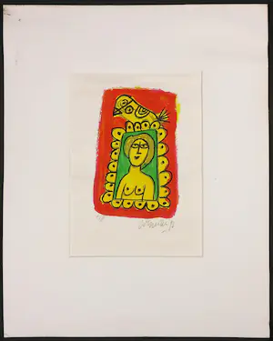 Corneille - Zeefdruk, Femme et oiseau kopen? Bied vanaf 1!