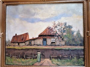 Adriaan Terhell - boerderij in landschap (gesigneerd Ch. Petit) kopen? Bied vanaf 125!