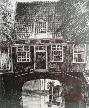 Niet of onleesbaar gesigneerd - H. Hovenier, pentekening, ingelijst, gedateerd en gesigneerd kopen? Bied vanaf 1!