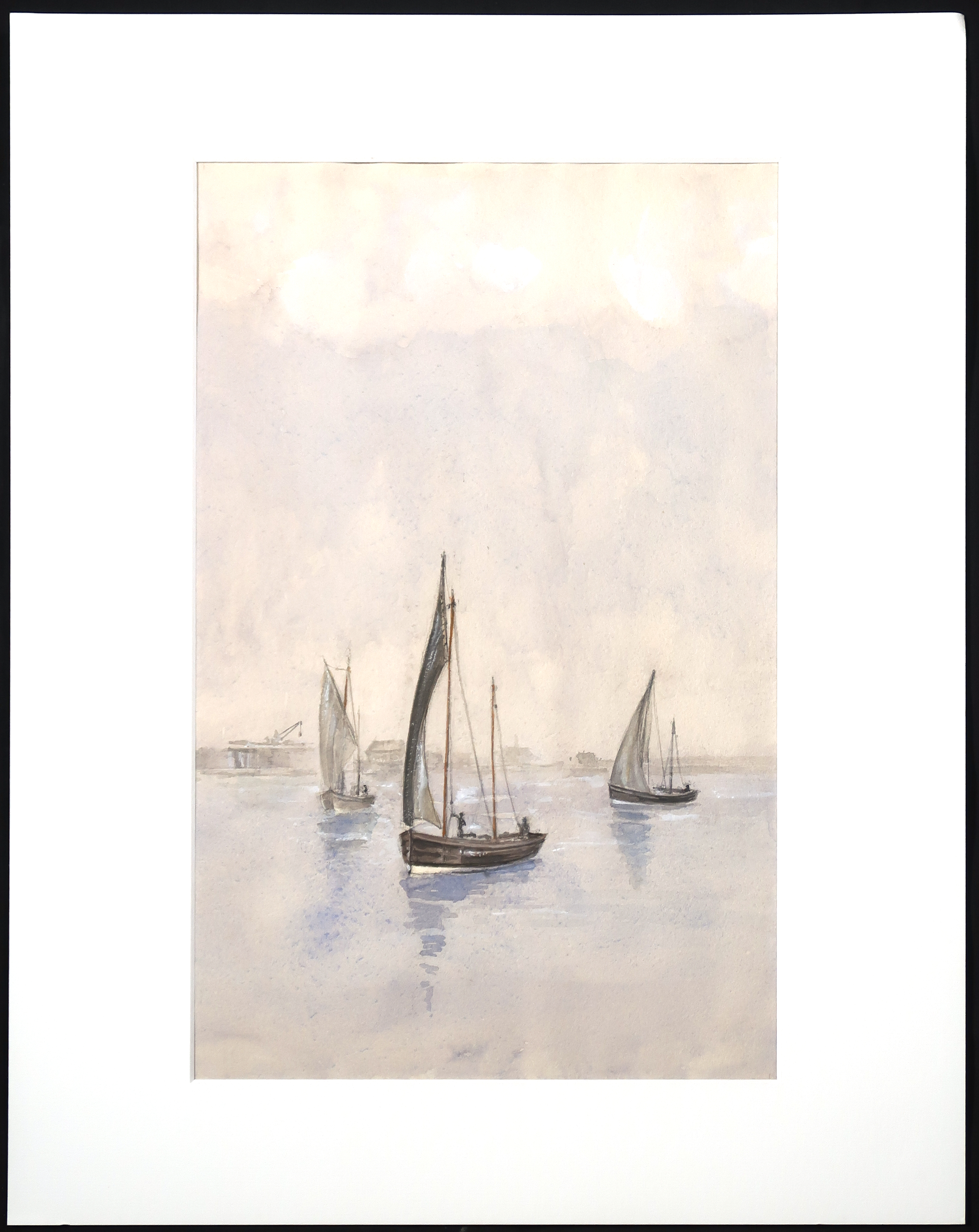 Niet of onleesbaar gesigneerd - Aquarel, Zeilbootjes in haven kopen? Bied vanaf 1!