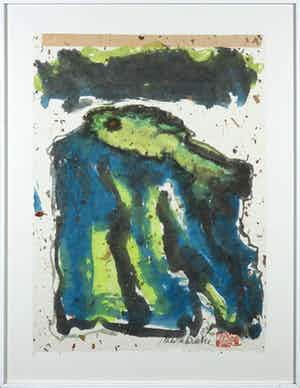 Mark Brusse - Aquarel op Japans papier, Zonder titel - Ingelijst verkocht voor € 35!