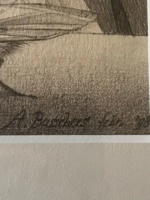 Annemarie Busschers - Unieke potloodtekening, vrouw met insecten, handgesigneerd kopen? Bied vanaf 150!