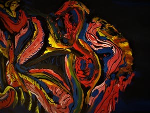 Olav Vorsel - Sterk expressionistisch CoBrA stijl - olieverf op papier - "Wave" gesigneerd kopen? Bied vanaf 20!