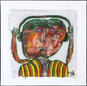 Shahid Parvez - Zeefdruk, Koptelefoon (op spieraam) verkocht voor € 35!