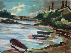 Niet of onleesbaar gesigneerd - Frankrijk impressionistisch Aquarel "de Loire bij Imphy Bourgogne" gesigneerd kopen? Bied vanaf 1!