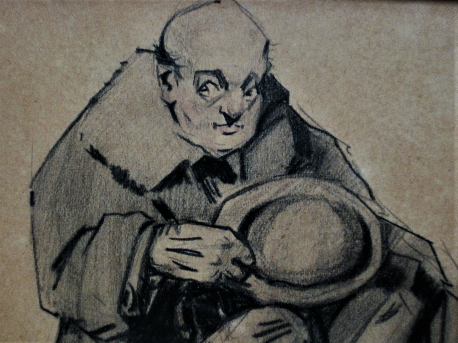 Is. van Mens - originele 1916 houtskooltekening "Vader gaat op stap" gesigneerd kopen? Bied vanaf 1!