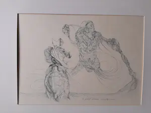 Andre Gouw - Stifttekening, Titel, Es geschah ubermorgen. ( Het gebeurde overmorgen ) kopen? Bied vanaf 20!