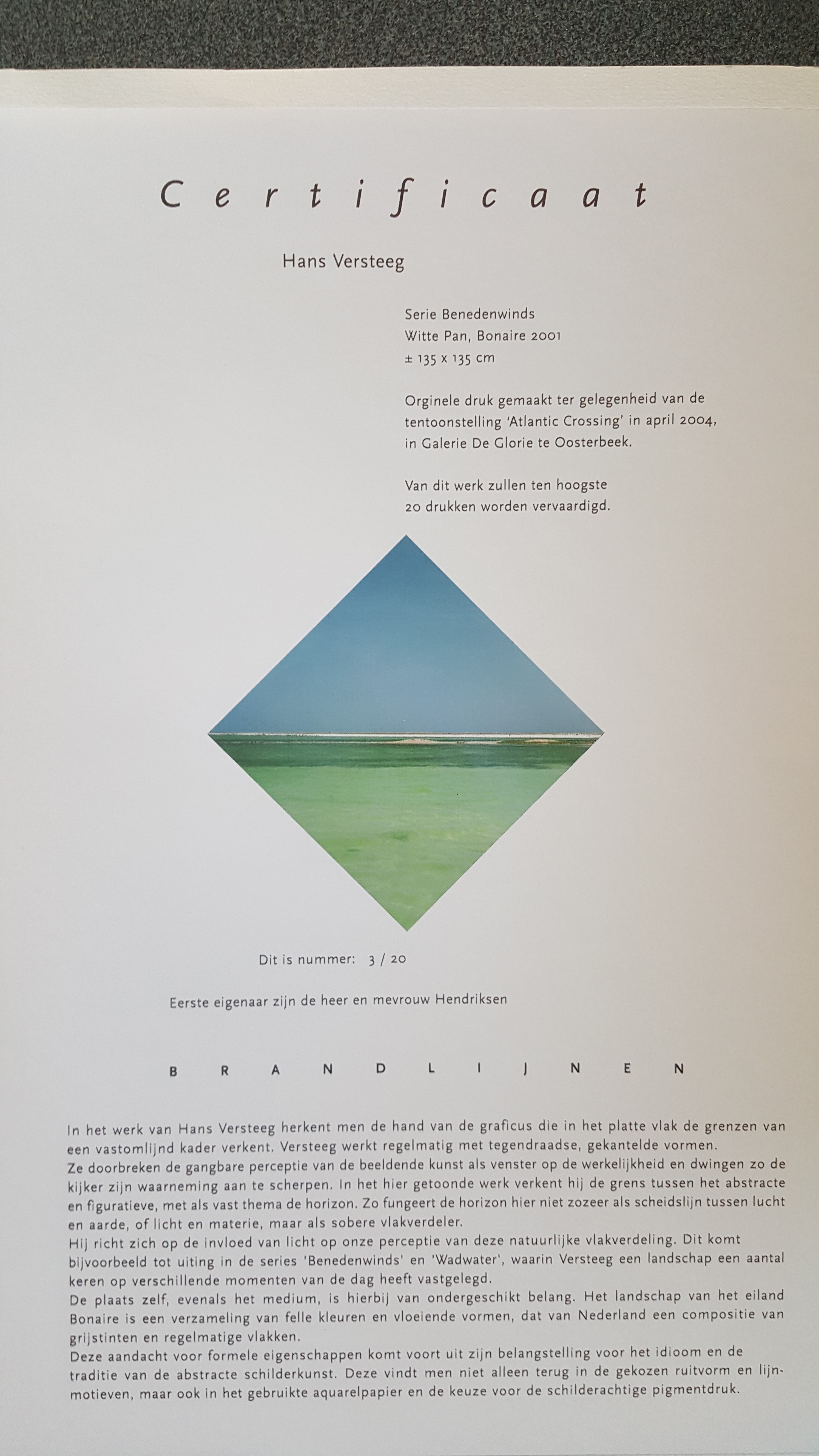 Hans A. Versteeg - Cariben liefhebbers opgelet: twee piëzografie werken met kustlijnen kopen? Bied vanaf 200!