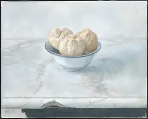 Jan Boom - Olieverf op doek, Stilleven met broodjes kopen? Bied vanaf 350!