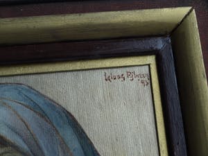 Klaas Pijlman - Ingelijste gouache , “Madonna en Kind” – 1993 kopen? Bied vanaf 1!