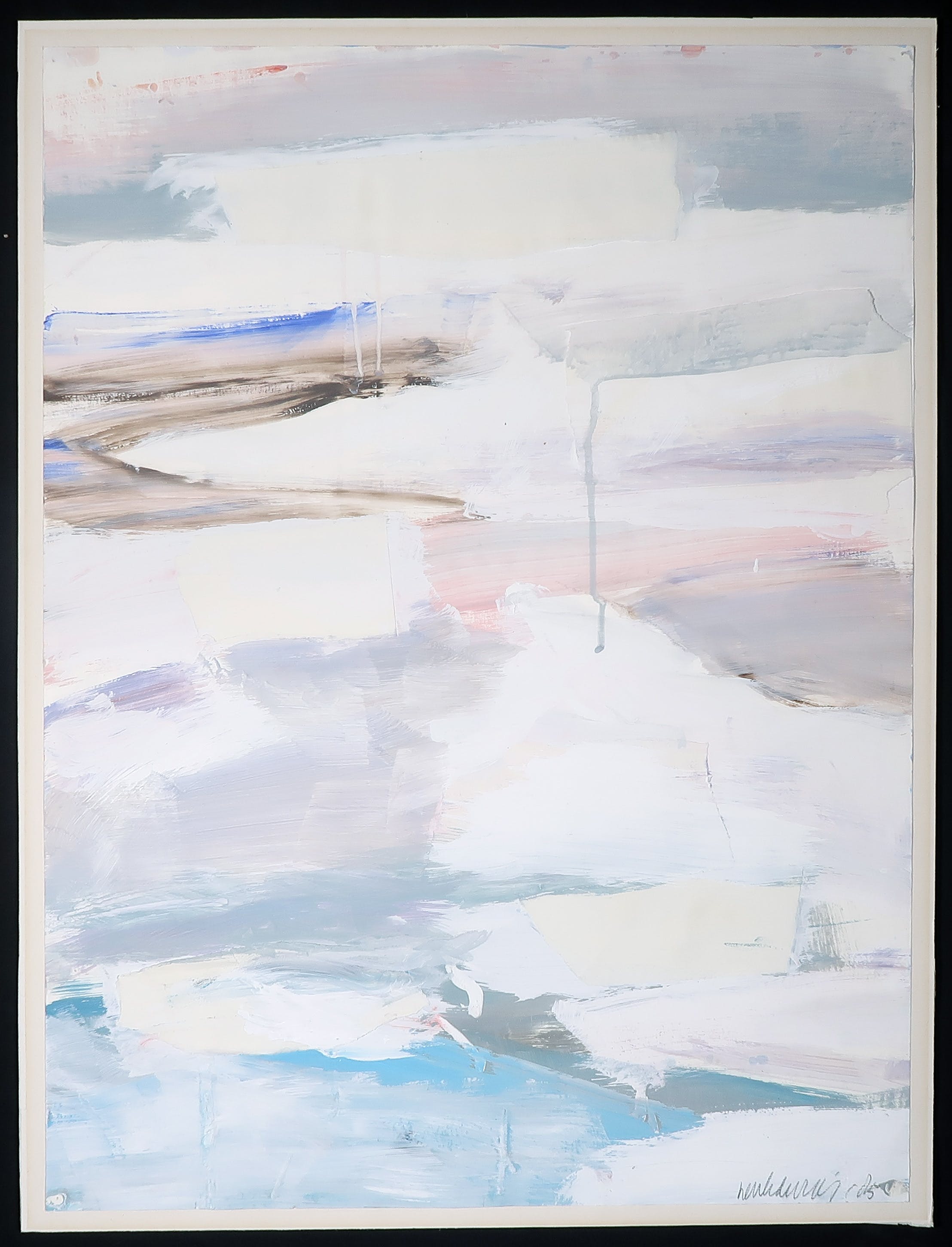 Henk de Vries - Acryl en collage op papier, Waddenzee kopen? Bied vanaf 40!