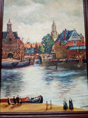 Niet of onleesbaar gesigneerd - Historisch oud stukje Delft. Schiedamsepoort. kopen? Bied vanaf 1!