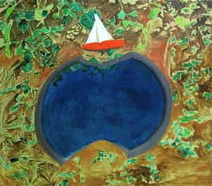 Dorian Hiethaar - Olieverf op doek, Vijver verkocht voor € 100!