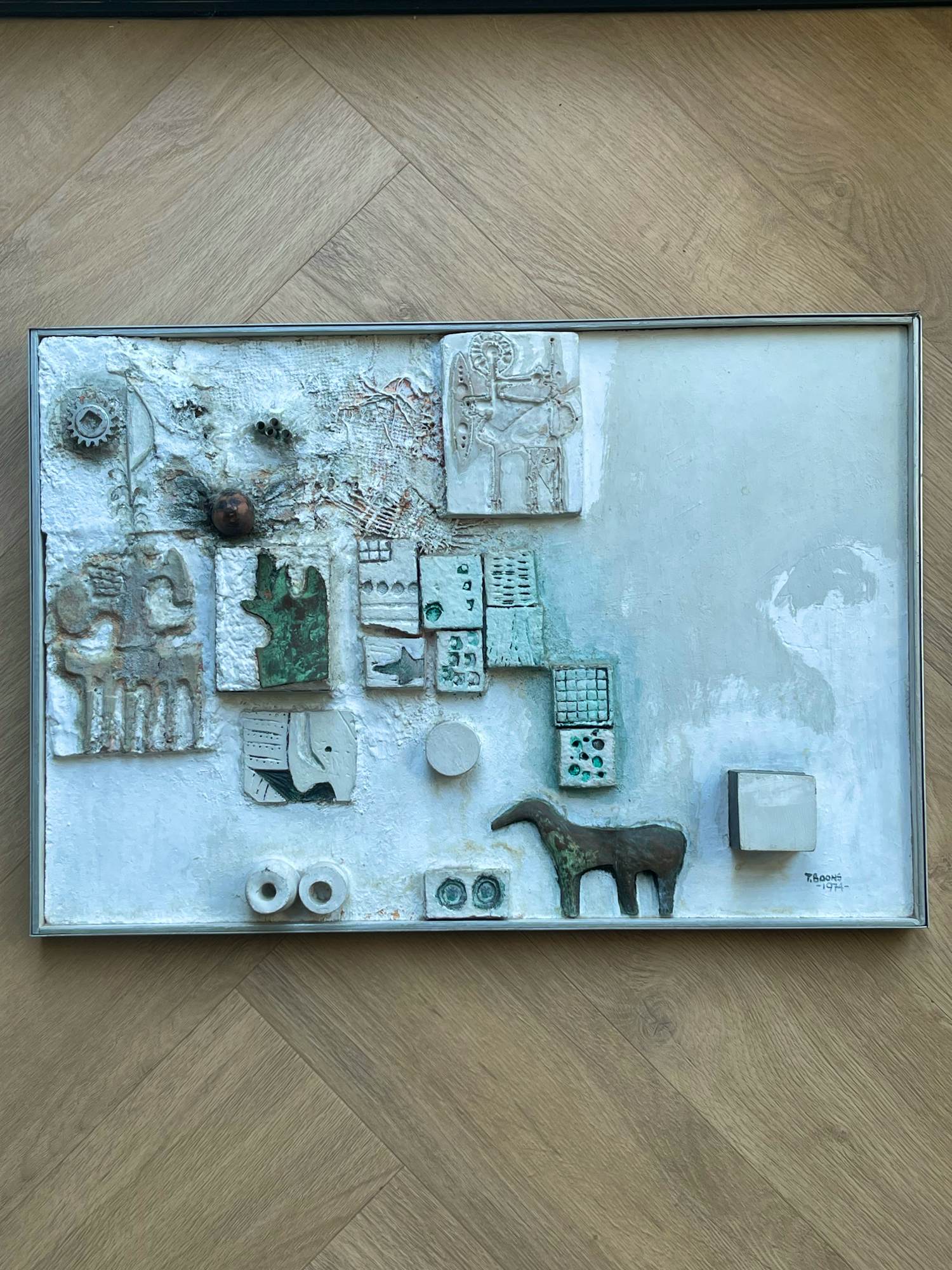 Theo Boons - compositie in reliëf kopen? Bied vanaf 100!