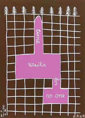 Joost van der Toorn - "Time waits for no one". Grafiek, very limited edition, handgesigneerd verkocht voor € 75!