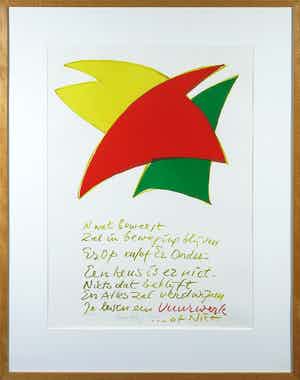 Simon Vinkenoog - Litho, Al wat beweegt - Ingelijst verkocht voor € 60!