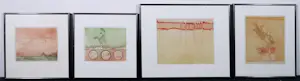 Buy Jan Montyn - Ets, Lot van vier abstracte etsen - Ingelijst? Bid from 150!