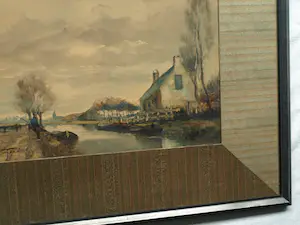 Adriaan Terhell - Ingelijste aquarel , Boerderij aan het water – Lijst, 50 x 63 cm. – ca. 1920 kopen? Bied vanaf 1!