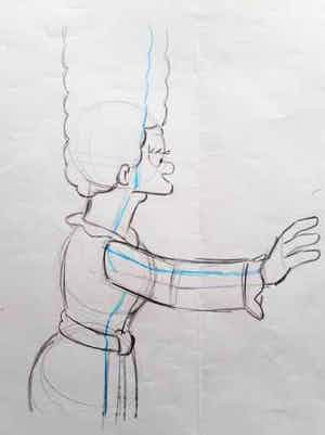 Matt Groening - originele productie tekening, The Simpsons, Marge + COA verkocht voor € 100!