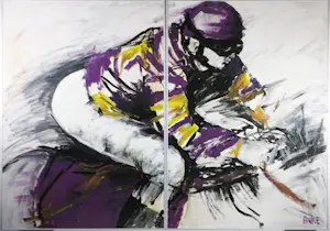 Anke Peddemors - Acryl op paneel, Tweeluik, Jockey rijder - Ingelijst kaufen? Bieten Sie von 50!
