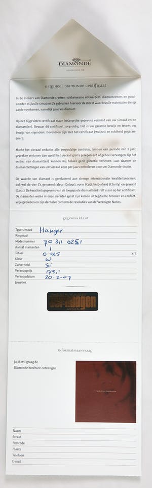 14K Goud - Collier met diamant bezette hanger (inclusief certificaat) kopen? Bied vanaf 170!