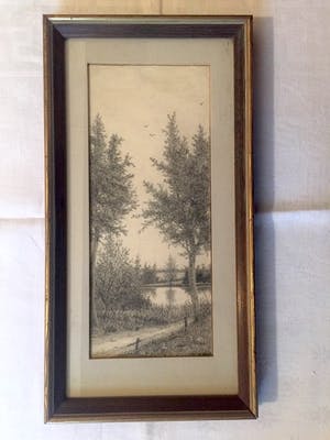 Frans Maas - Beek en Donk - Potloodtekening, Ingelijst kopen? Bied vanaf 35!