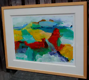 Jan Cremer - Ingelijste olieverf op papier: abstracte compositie - 2002(nette lijst!) kopen? Bied vanaf 2250!