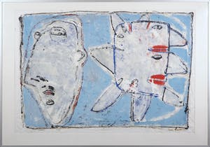 Onno de Graaf - Monoprint op Japans papier, Heuzenman - Ingelijst kopen? Bied vanaf 1!