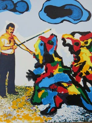 Karel Appel - DE TOVENAAR / KLEURZEEFDRUK / 50x50cm / SIG / 1977 kopen? Bied vanaf 145!