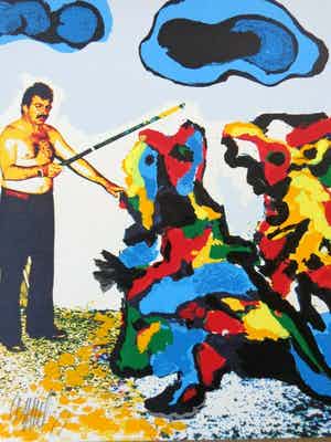 Karel Appel - DE TOVENAAR / KLEURZEEFDRUK / 50x50cm / SIG / 1977 verkocht voor € 145!