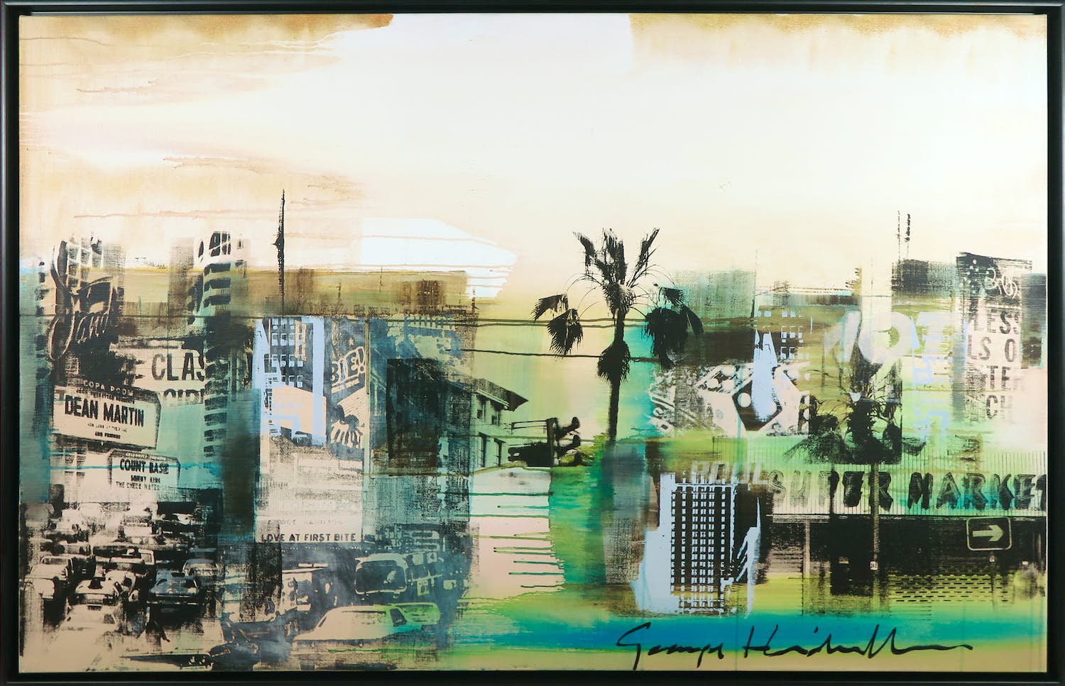 George Heidweiller - Acryl en zeefdruk op doek, Cityscape 5 - Ingelijst (Groot) kopen? Bied vanaf 400!