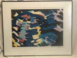 Karel Appel - Zeefdruk, Uit de 'Stripes' serie - 31/77 - handgesigneerd kopen? Bied vanaf 475!