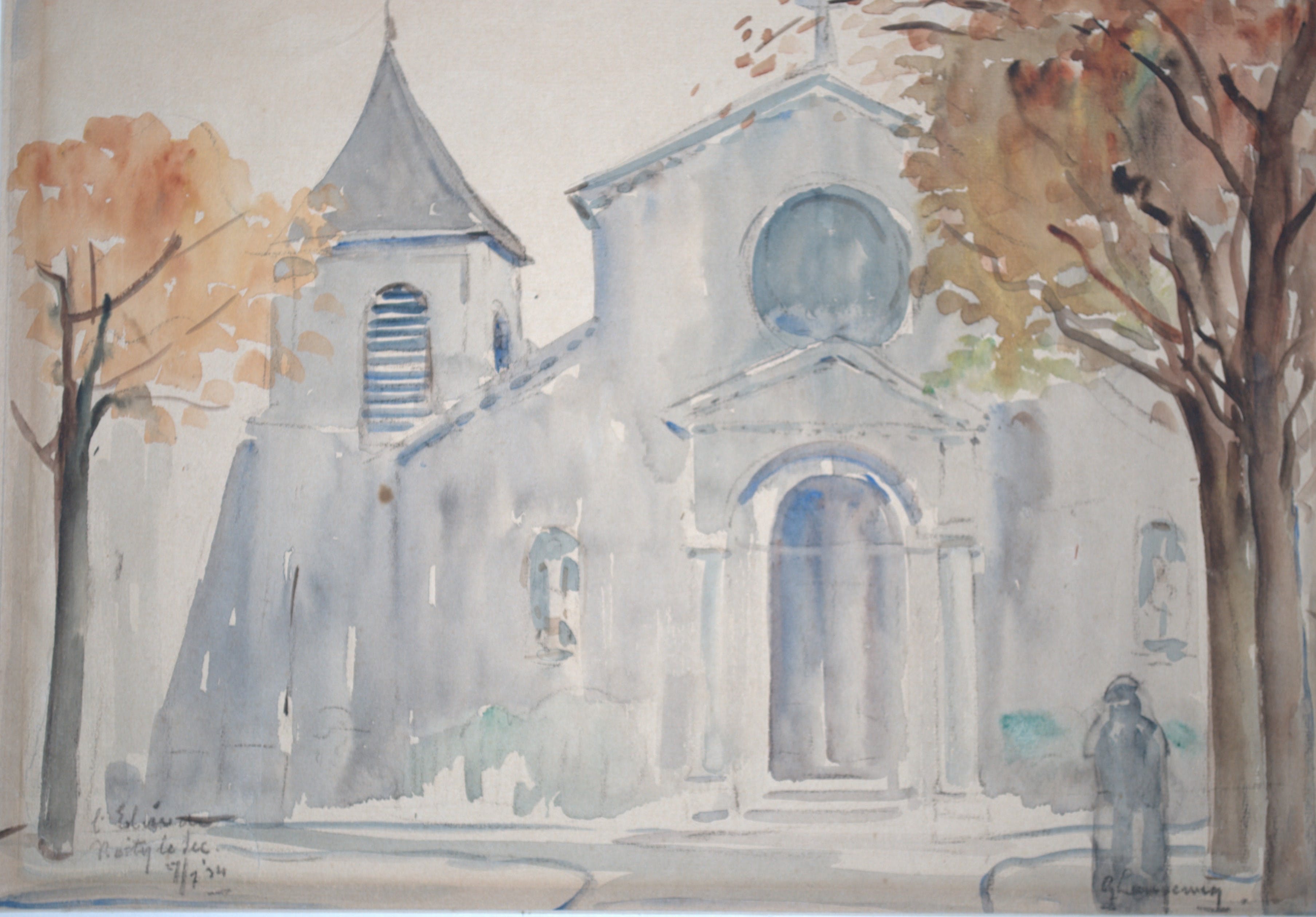 Ger Langeweg - Parijs, Eglise Noisy le Sec - aquarel kopen? Bied vanaf 25!